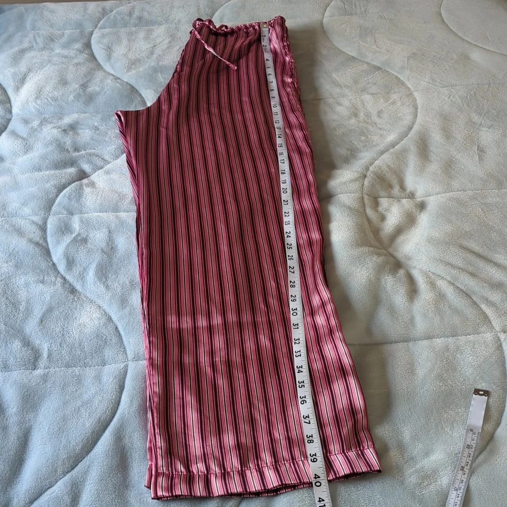 Ambrielle Satin long sleeve striped pajama set, pink, black, silver (M) - Picture 5 of 7